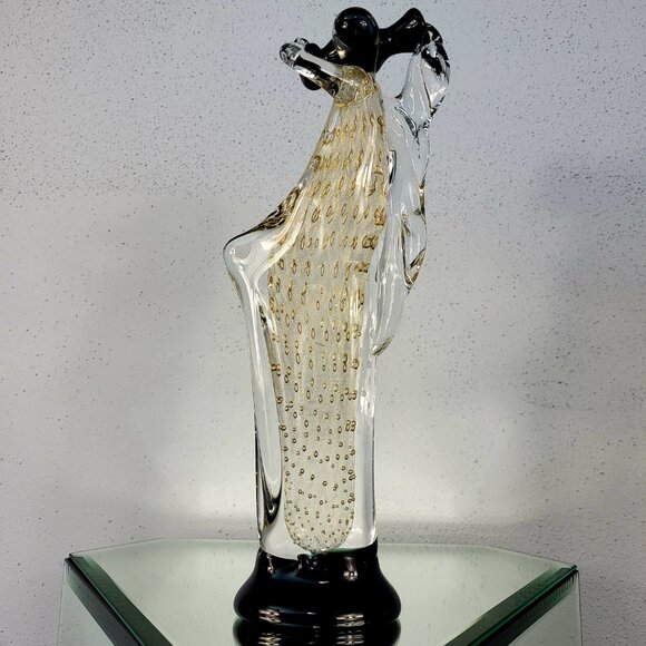 MURANO~VINTAGE 14" SIGNED MARIO BADIOLI BLACK GOLD GLASS FIGURINE SCULPTURE - Picture 13 of 16